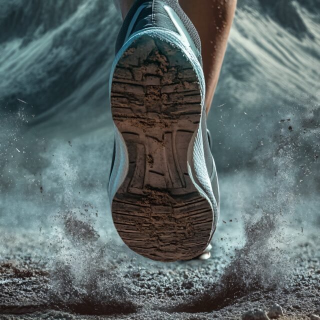 runner feet in motion